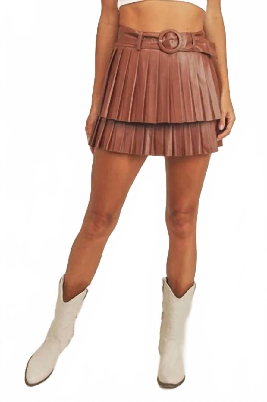 NEW &MERCI double layered pleated mini skirt in chocolate brown